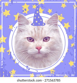 vector vintage magic cat