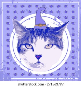 vector vintage magic cat