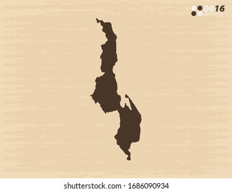Vector vintage de Malawi mapa de fondo de papel antiguo.