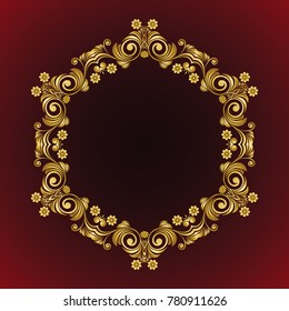 Vector vintage Mandala sign frame with flowers and floral ornament. Vintage decorative elements. Oriental pattern, vector illustration. Islam, Arabic, Indian, turkish, pakistan, chinese, ottoman motif