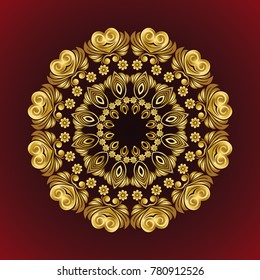 Vector vintage Mandala sign frame with flowers and floral ornament. Vintage decorative elements. Oriental pattern, vector illustration. Islam, Arabic, Indian, turkish, pakistan, chinese, ottoman motif