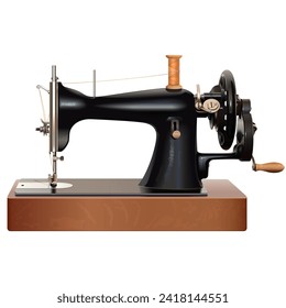 Vector Vintage Manual Sewing Machine isolated on white background