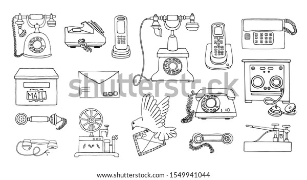 Vector Vintage Means Communication Line Drawing Stock Vector Royalty Free 1549941044