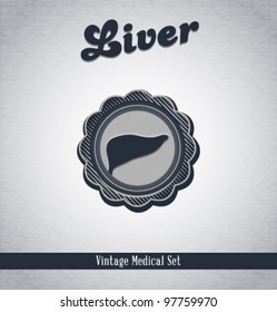 Vector vintage medical icons / Liver / series of icons