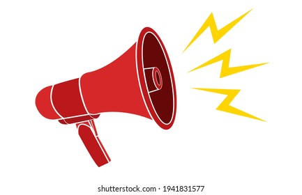 Vector vintage megaphone drawings - black icon on white background. Illustration isolated, easy to edit and ready to use.