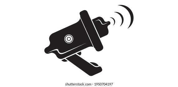 Vector vintage megaphone drawings - black icon on white background. Illustration isolated, easy to edit and ready to use.