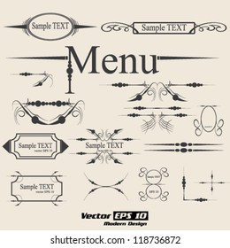 Vector vintage menu design element set