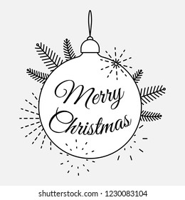 Vector Vintage Merry Christmas And Happy New Year Typography Icon composition, Illustration with editable stroke, shapes set