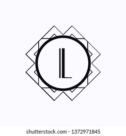 Vector vintage modern art deco emblem with monogram