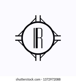 Vector vintage modern art deco emblem with monogram