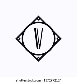 Vector vintage modern art deco emblem with monogram