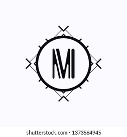 Vector vintage modern art deco emblem with monogram