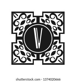 Vector vintage modern art deco emblem with monogram