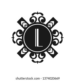 Vector vintage modern art deco emblem with monogram