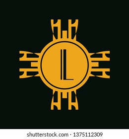 Vector vintage modern art deco emblem with monogram