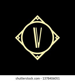 Vector vintage modern art deco emblem with monogram