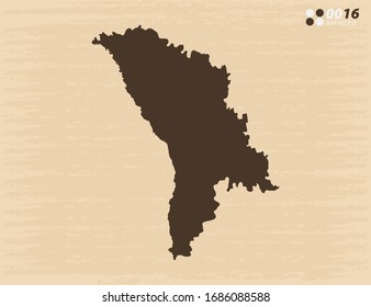Vector vintage of Moldova map on old paper background.