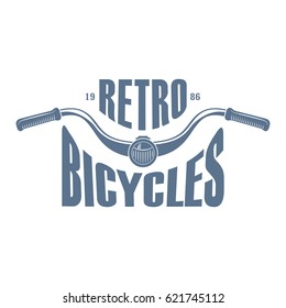 vector vintage monochrome label for bike or scooter club, retro style logo for bicycle museum and garage shows