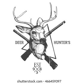 Vector vintage monochrome label - Deer hunters club