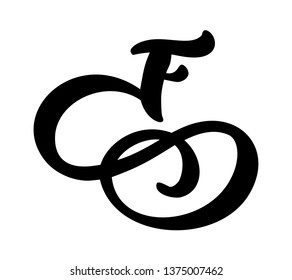 Vector Vintage monogram floral letter F. Calligraphy element flourish. Hand drawn sign for page decoration and design illustration swirl ornament. Decorative for wedding cards and invitations