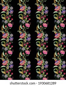 Vector vintage motif repeat and isolated on black background