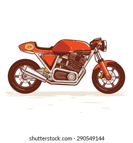 Vector vintage motorbike, the Cafe Racer.