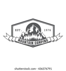 vector vintage mountain expedition logo, active tourism company badge element, authentic camping sticker, extrama holidays banner, camping label
