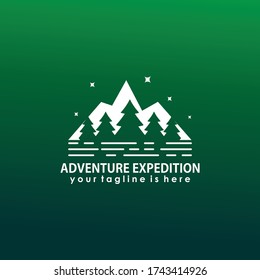 Vector of vintage mountain logos. Tourism emblems or badges. Retro signs collection of outdoor adventures.