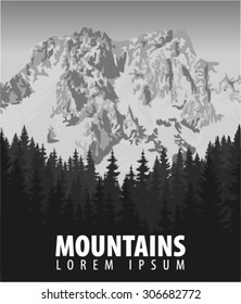 vector vintage mountains poster