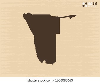 Vector vintage of Namibia map on old paper background.