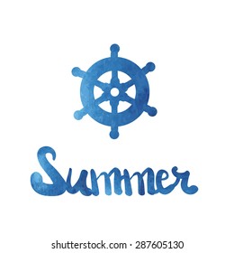 Vector vintage nautical watercolor summer label
