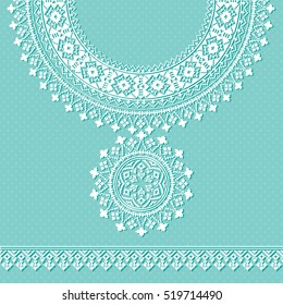 Vector vintage necklace Embroidery for fashion women. trendy retro collar for print or web design. jewelry, necklace, print on fabric.