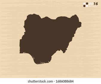 Vector vintage of Niger map on old paper background.