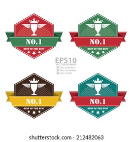 Vector : Vintage No.1 Best of The Best Icon, Badge, Sticker or Label Isolated on White Background 