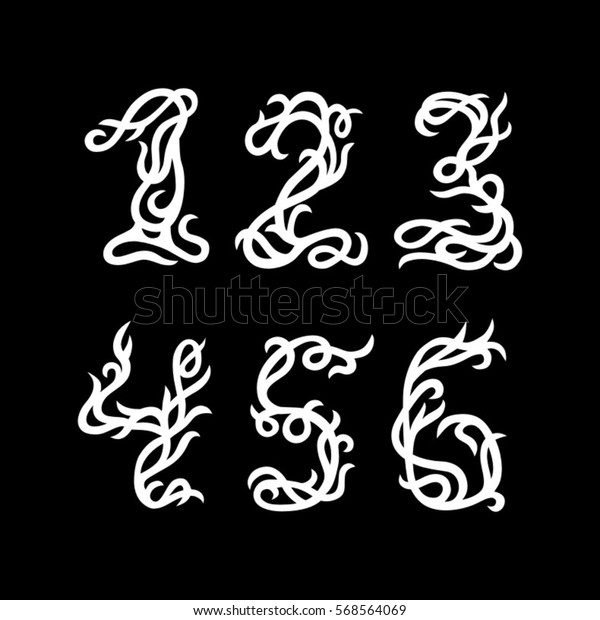 Download Vector Vintage Numbers On Black Background Stock Vector (Royalty Free) 568564069