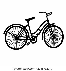 Vector of vintage old bicycle silhouette isolated on white background. Monochrome illustration of an old means of transportation. Cycling sport.