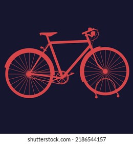 Vector of vintage old bicycle silhouette isolated on white background. Monochrome illustration of an old means of transportation.