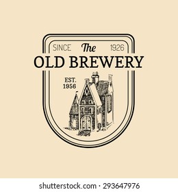 Vector vintage old brewery logo. Kraft beer icon. Lager retro sign, label or badge. Hand sketched ale illustration.