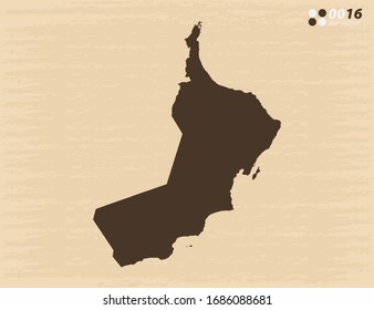 Vector vintage de Omán mapa sobre el viejo fondo de papel.