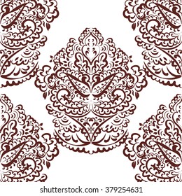 Vector vintage ornament Oriental motif style. Ornate element for design, wedding invitations, greeting cards, fabrics, wallpaper, texture. Traditional decor. Red color