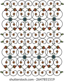 Vector vintage ornament seamless floral curly pattern artistic illustration design for decoration and printing.