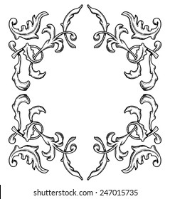 Vector vintage ornamental frame. Hand drawn. Baroque pattern.