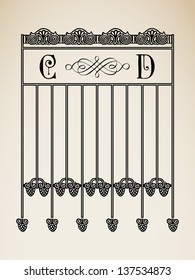 Vector vintage ornamental letter O P sign alphabet and logo art deco frames