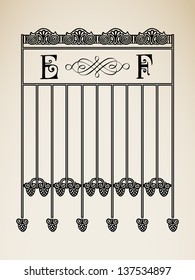 Vector vintage ornamental letter O P sign alphabet and logo art deco frames