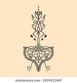 Vector Vintage Ornamental Linework Illustration