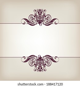 vector vintage ornate border frame filigree with retro ornament pattern in antique baroque style arabic decorative calligraphy design  