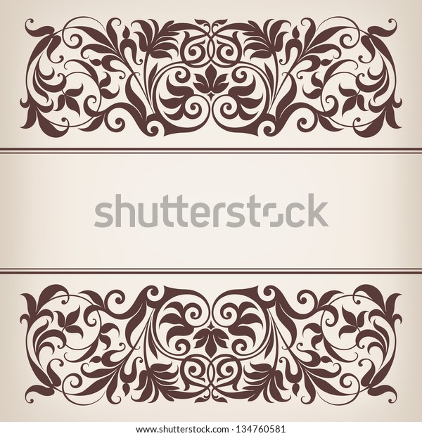 vector vintage ornate border frame filigree with\
retro ornament pattern in antique baroque style arabic decorative\
calligraphy design