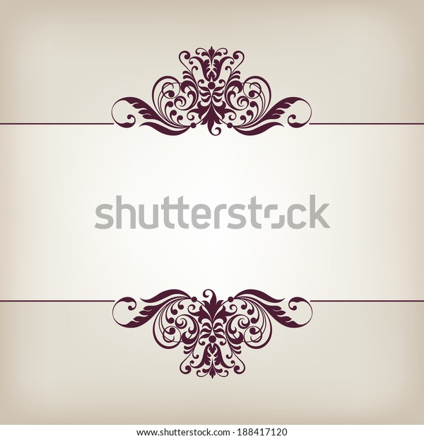 vector vintage ornate border frame filigree with retro\
ornament pattern in antique baroque style arabic decorative\
calligraphy design  