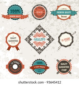Vector vintage ornate decor elements. ornaments ribbon stamps