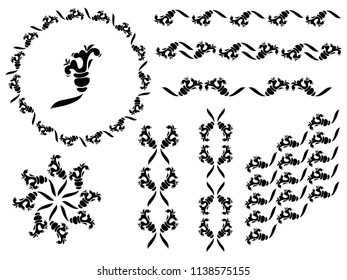 Vector vintage ornate frames set, decorative border elements.